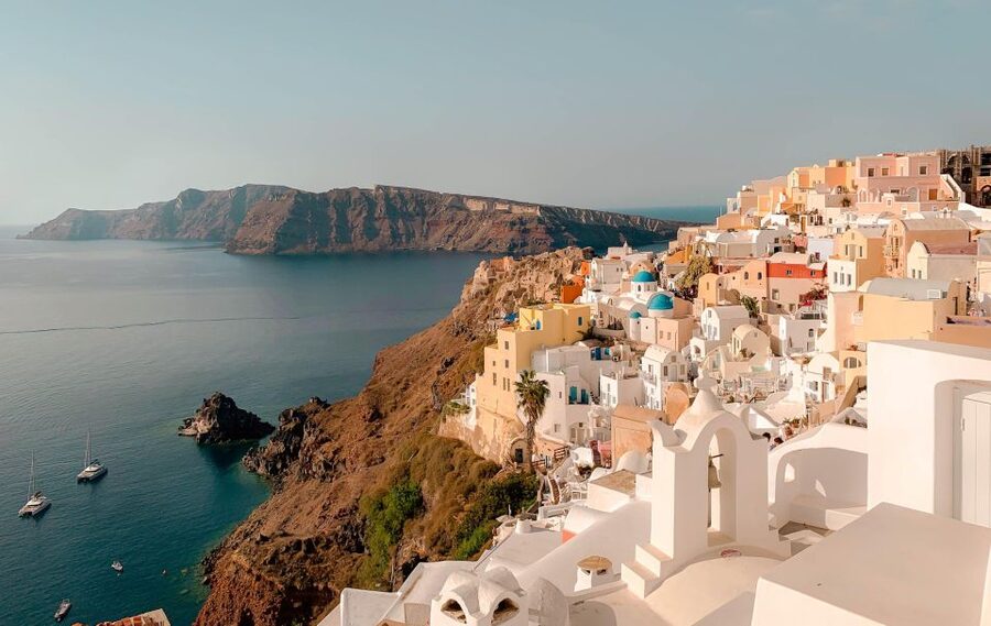 Santorini Catamaran Sunset Skyline Cruise - A Greek lunch cooked on the catamaran