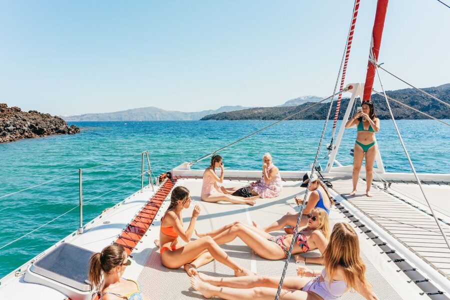 Santorini: Catamaran Tour with BBQ Dinner, Drinks, and Music - The BBQ Is a Real Part of the Value