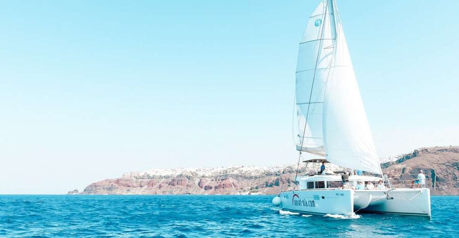 Santorini: Catamaran Tour with BBQ Meal and Unlimited Drinks - A calm start from Ammoudi or Vlychada