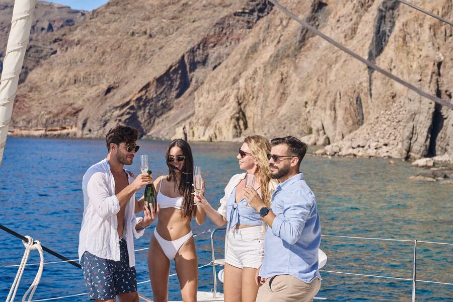Santorini: Day Luxury Catamaran Cruise with Meal & Drinks - A Greek BBQ with more than standard boat food