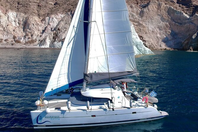 Santorini: Full-Day Catamaran Cruise, with Food|Drinks - A long Santorini sailing day with a private feel