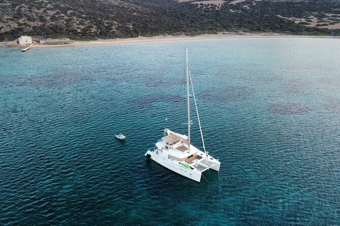 Santorini Gold Catamaran Cruise with BBQ, Drinks and Hotel Pickup - Morning cruise or sunset dinner?