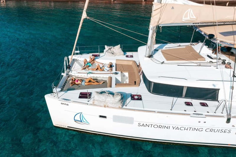 Santorini: Luxury Catamaran Cruise with Lunch, BBQ & Drinks - Key points at a glance