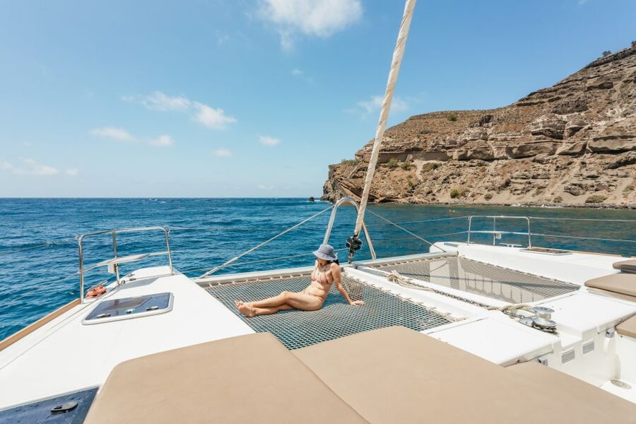 Santorini: Luxury Catamaran Day Trip with Meal and Open Bar - Key things to know before sailing