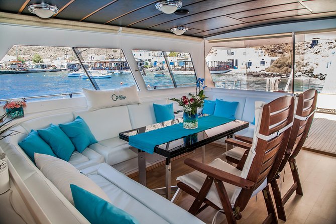 Santorini: Motor Yacht Day Cruise with 5-Course Lunch - Mesa Pigadia Beach and the longer water stop