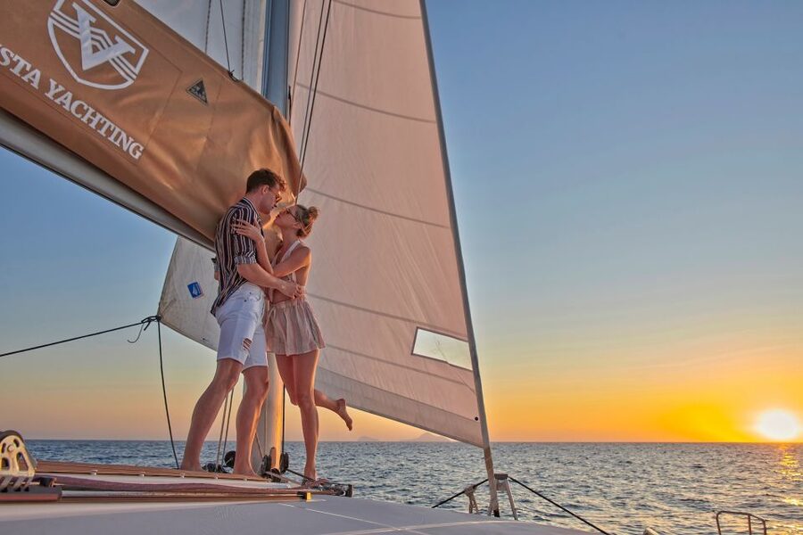 Santorini: Platinum Catamaran Cruise w/ BBQ Meal & Open Bar - Pickup from your hotel and the ride to Vlychada