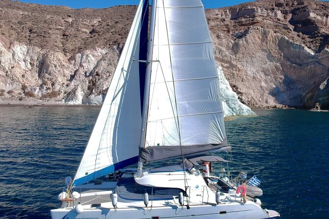 Santorini: Premium Small-Group Catamaran Cruise with Food/Drinks - Key things to know before you book