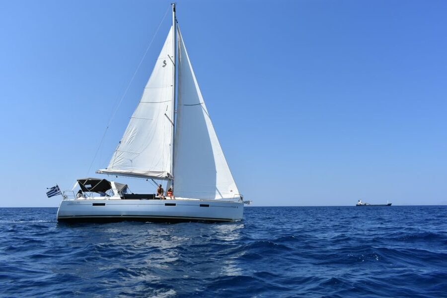 Santorini: Private Caldera Sailing Trip with Open Bar & Meal - Black Mountain and the southern coves