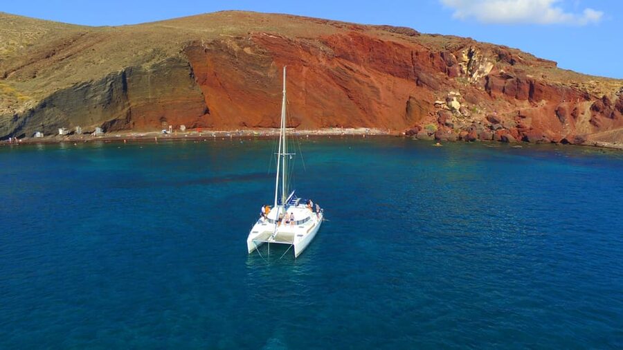 Santorini: Private Catamaran Cruise with Food & Drinks - Key details at a glance