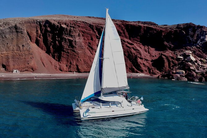 Santorini: Standard Small-Group Catamaran Cruise with Food/Drinks - Pickup, Vlychada, and getting aboard