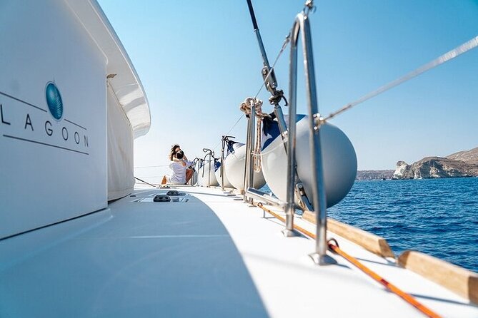 Semi Private Santorini Catamaran Tour - Palea Kameni: food, drinks, and a short history lesson