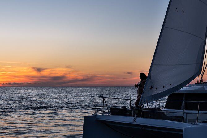 Shared Catamaran Half Day Cruise in Santorini - White Beach and the pale volcanic cliffs