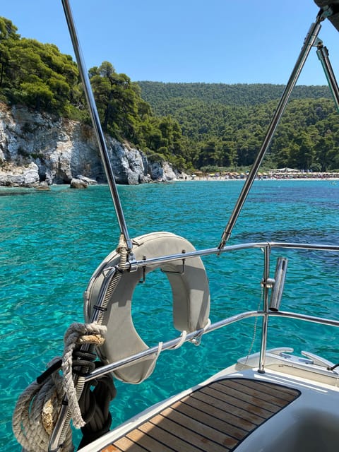 Skiathos: day sailing trip with swim stops and lunch - Lunch on a moving sailboat