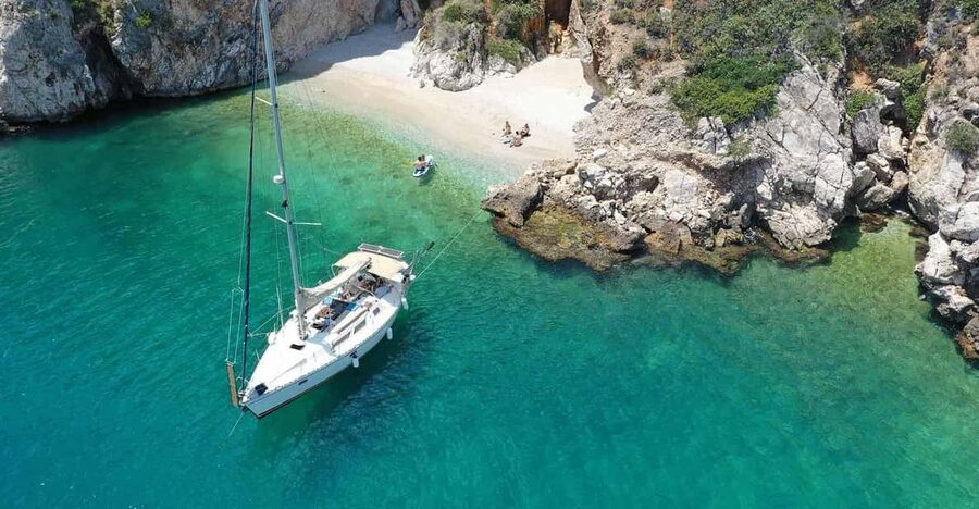 Small-Group Sailing Cruise in Nafplio with Local Treats - Romvi Beach brings the first water stop
